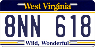 WV license plate 8NN618