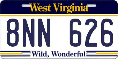 WV license plate 8NN626