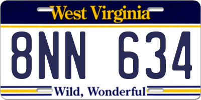 WV license plate 8NN634