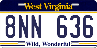 WV license plate 8NN636