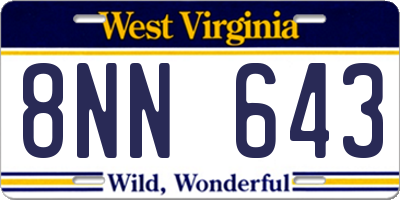 WV license plate 8NN643