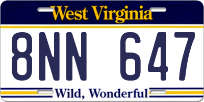 WV license plate 8NN647