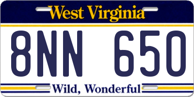 WV license plate 8NN650
