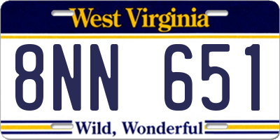 WV license plate 8NN651
