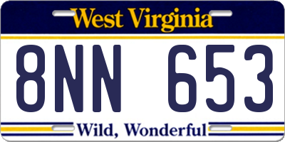 WV license plate 8NN653