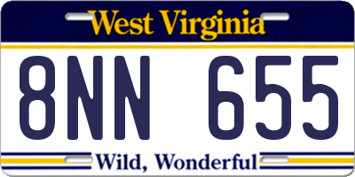 WV license plate 8NN655