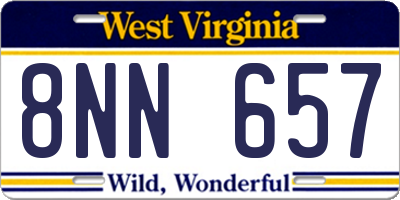 WV license plate 8NN657