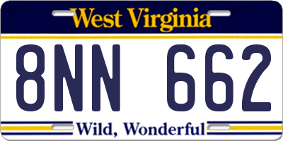 WV license plate 8NN662
