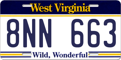 WV license plate 8NN663