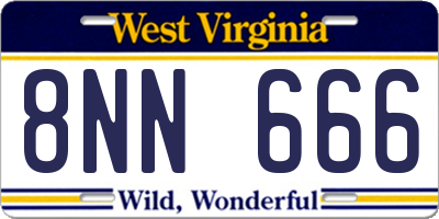 WV license plate 8NN666