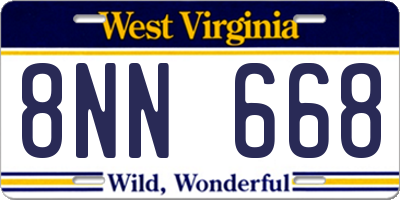 WV license plate 8NN668