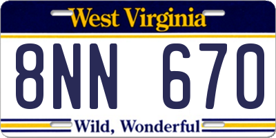 WV license plate 8NN670