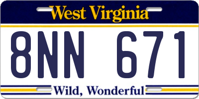 WV license plate 8NN671