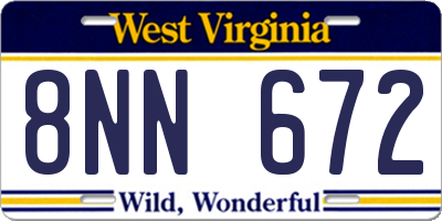 WV license plate 8NN672