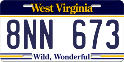 WV license plate 8NN673