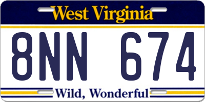 WV license plate 8NN674