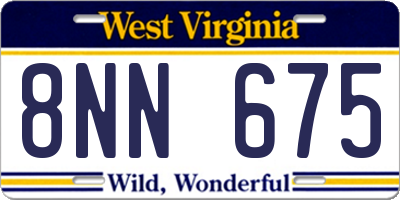 WV license plate 8NN675