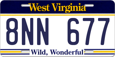 WV license plate 8NN677
