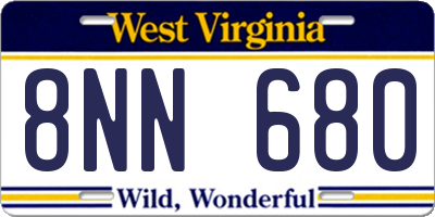WV license plate 8NN680