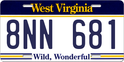 WV license plate 8NN681