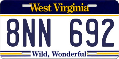 WV license plate 8NN692