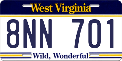 WV license plate 8NN701