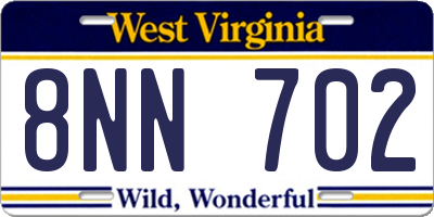 WV license plate 8NN702
