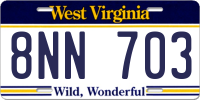 WV license plate 8NN703