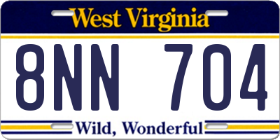 WV license plate 8NN704