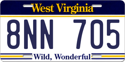 WV license plate 8NN705