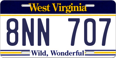 WV license plate 8NN707