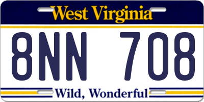 WV license plate 8NN708