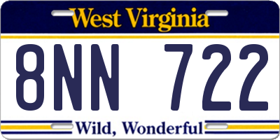 WV license plate 8NN722