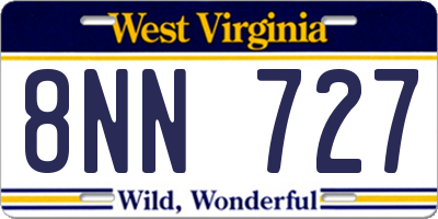 WV license plate 8NN727