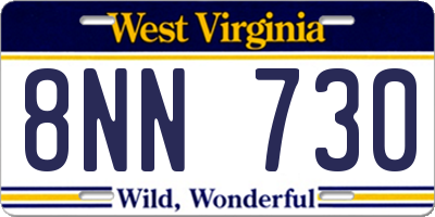 WV license plate 8NN730