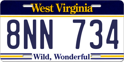 WV license plate 8NN734