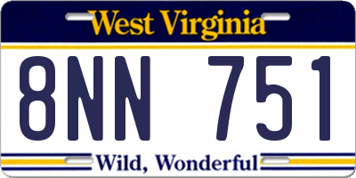 WV license plate 8NN751