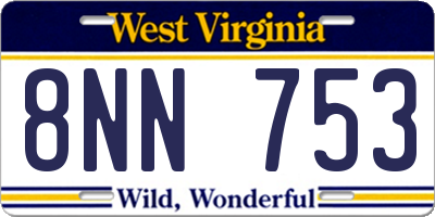 WV license plate 8NN753