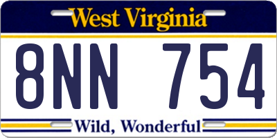 WV license plate 8NN754
