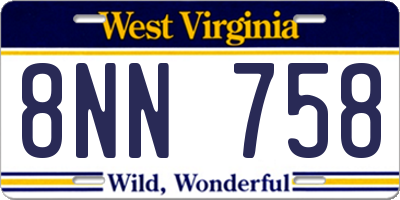 WV license plate 8NN758