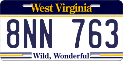 WV license plate 8NN763
