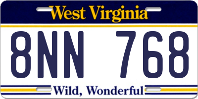 WV license plate 8NN768