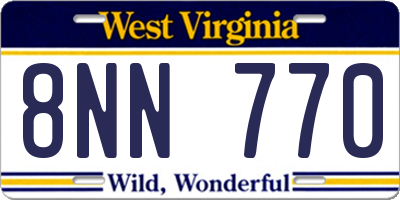 WV license plate 8NN770
