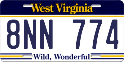WV license plate 8NN774