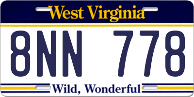 WV license plate 8NN778
