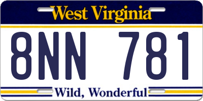 WV license plate 8NN781