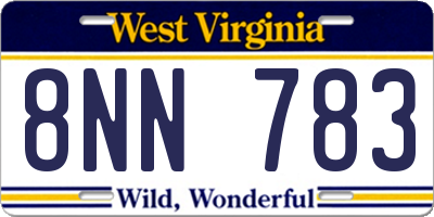 WV license plate 8NN783