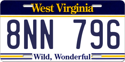 WV license plate 8NN796