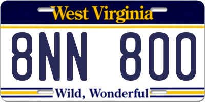 WV license plate 8NN800