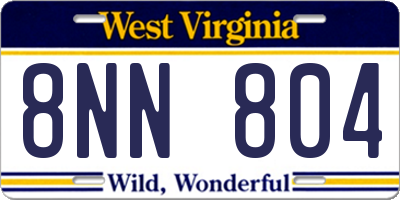 WV license plate 8NN804